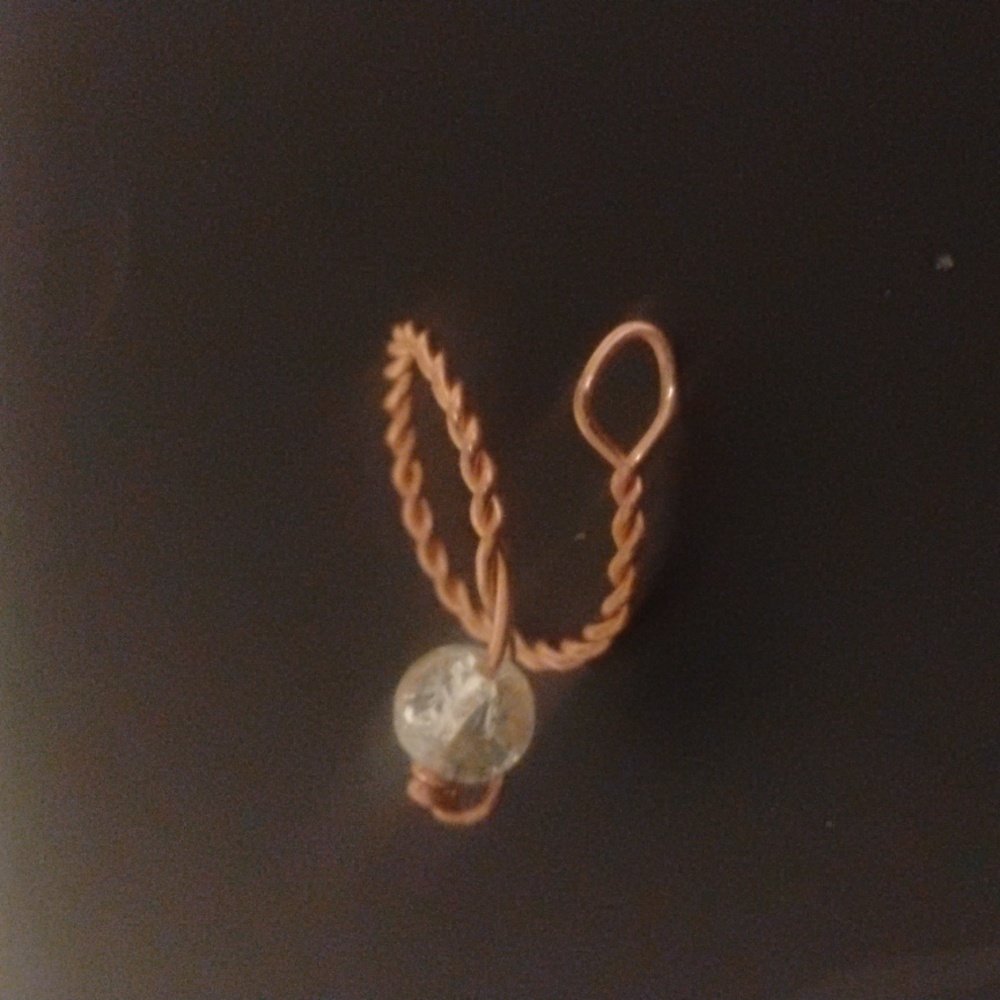 Handmade Elegant Copper Twisted Ring with Crystal Accent